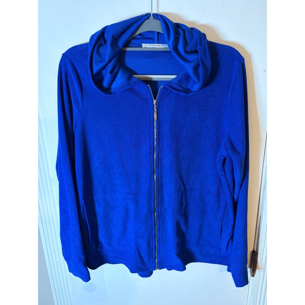 Cyrus Royal Blue Full Zip Hoodie Knit Sweater Jacket Large